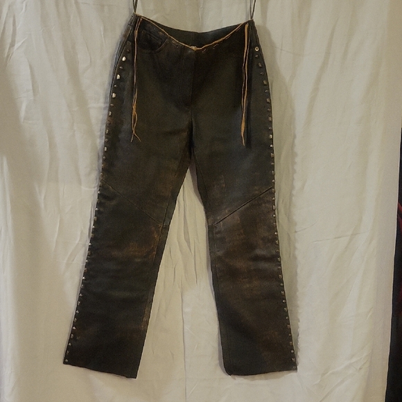 Harley-Davidson Leather Dark Brown Bootcut Pants - Picture 1 of 10